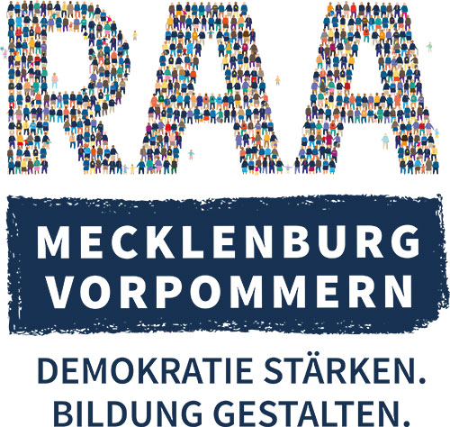 RAA Logo mit Claim: Demokratie stärken, Bildung gestalten.
