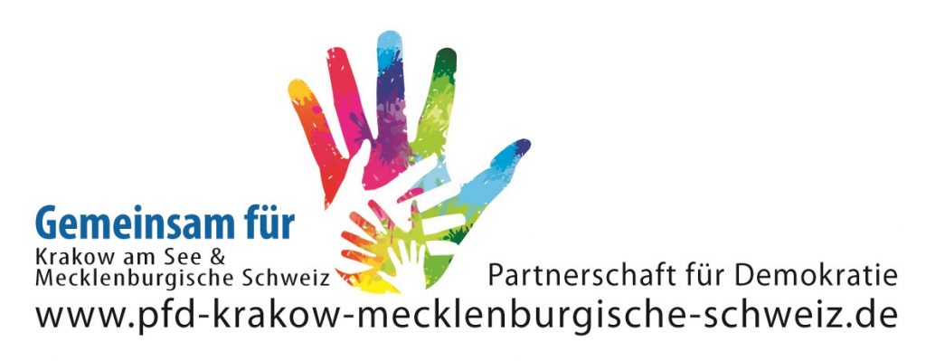 Logo des Projektes Koordinierungs- und Fachstelle Partnerschaft für Demokratie Krakow am See und Mecklenburgische Schweiz.