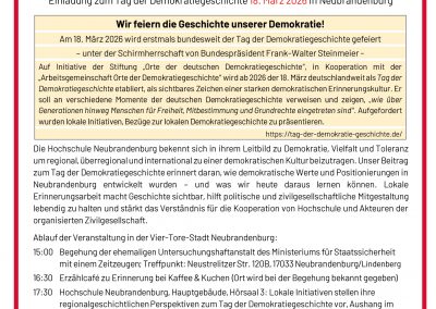 Tag der Demokratiegeschichte 2026 in Neubrandenburg